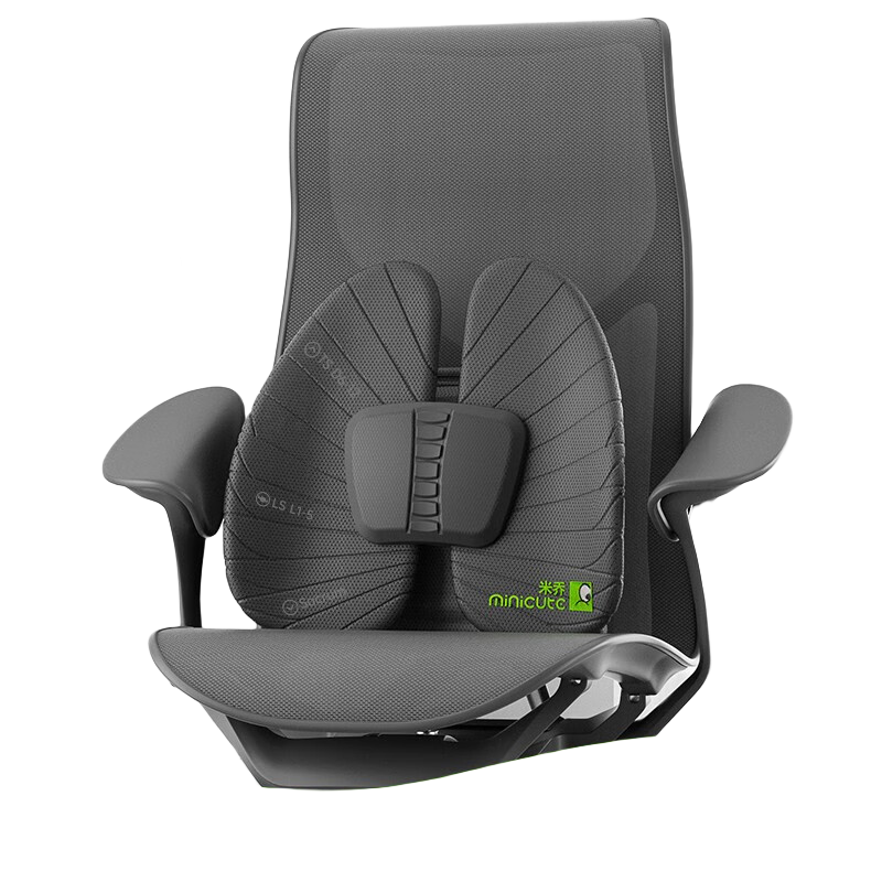 米喬（minicute）護(hù)腰靠墊人體工學(xué)腰墊車(chē)用辦公室靠墊四季減壓座椅通用節(jié)日送禮 【重度腰突腰痛】護(hù)脊版- 灰色 好評(píng)有禮20元