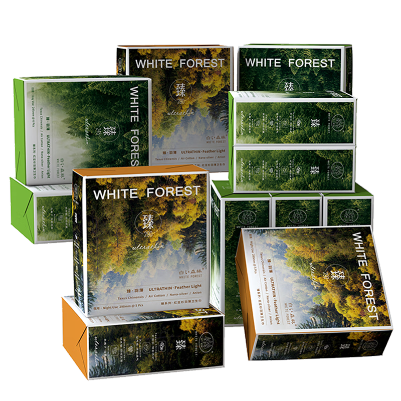 白森林（WHITE FOREST）升级新款臻系列卫生巾轻薄棉柔量大干爽姨妈巾 【136片】8盒日4盒夜-送湿巾68片