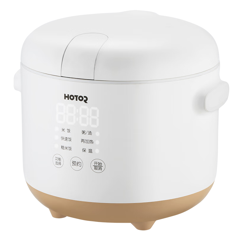 浩特（HOTOR）1升1人迷你小型 無涂層陶瓷內(nèi)膽電飯煲 單人嬰兒煮粥鍋智能煮飯鍋 寶寶粥快速飯糙米飯24小時預(yù)約 1升象牙白