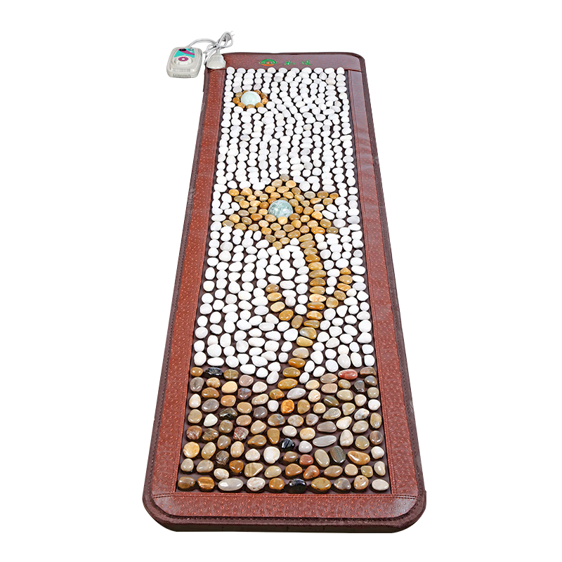 如适插电加热鹅卵石按摩脚踩垫雨花石热敷指压板足底穴位神器送爸爸妈妈生日礼物实用送父母亲老人长辈 【加热适中力度】花开富贵150*50cm硅胶发热线