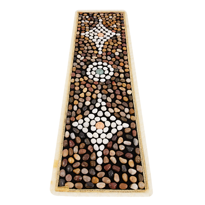 如适天然鹅卵石按摩脚踩垫指压板雨花石足底部穴位按摩器神器送爸爸妈妈生日礼物实用送父母亲老人长辈 【财源滚滚】150*40cm玉球皮革底防滑防水