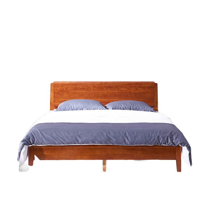 光明家具全实木床现代中式1.8米双人床主卧婚床榆木大床15307 1.5米空体床+床垫