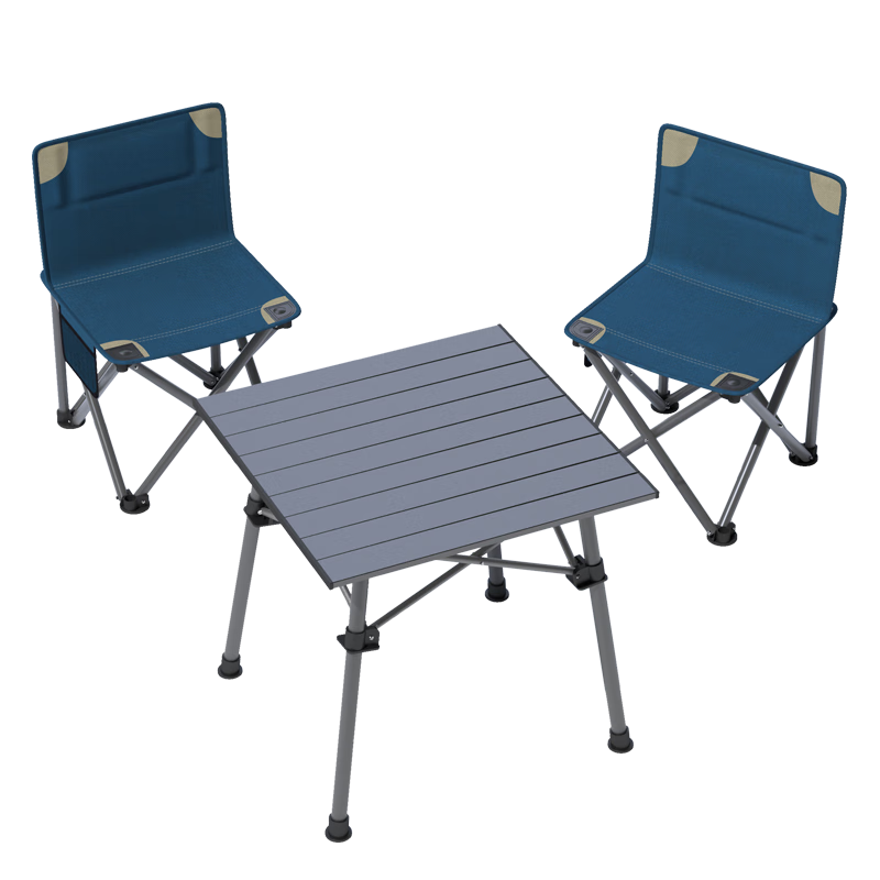 威野營（V-CAMP）戶外折疊桌椅套裝 釣魚椅凳 便攜式野餐桌椅子 1桌2椅 兩椅一桌（折疊鋁桌）
