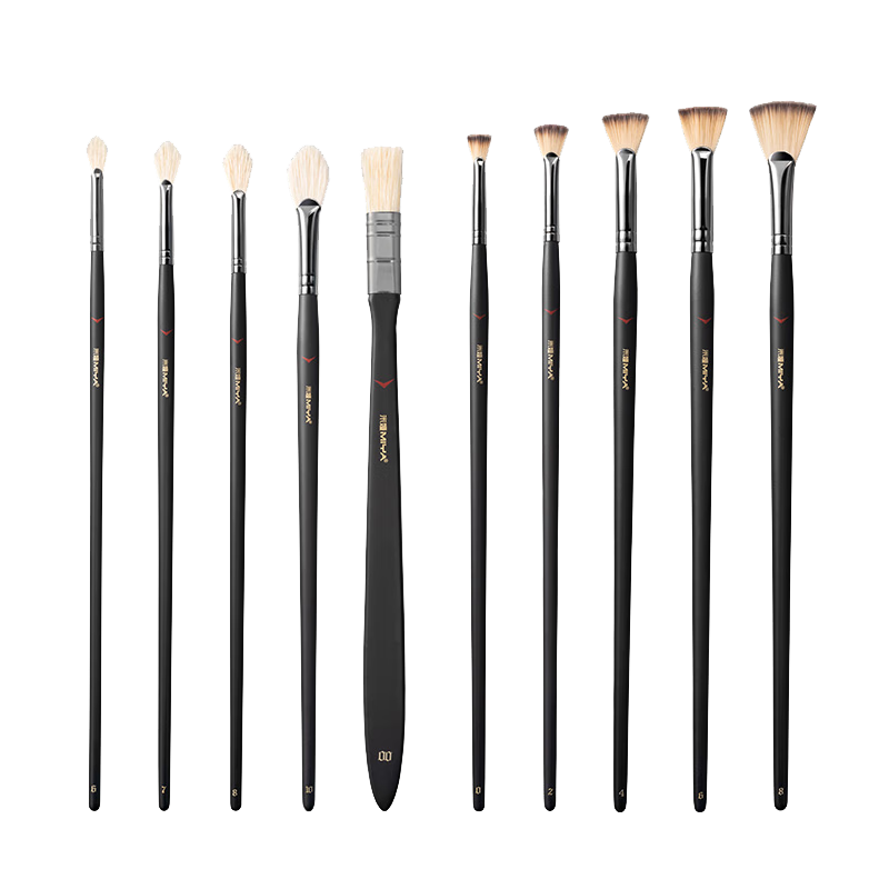 米婭（MIYA） 單支水粉筆黑騎士豬鬃魚尾扇形筆美術(shù)生專用色彩畫筆尼龍毛丙烯畫筆油畫筆藝考聯(lián)考初學(xué)者 扇形豬鬃 【3支組合裝】