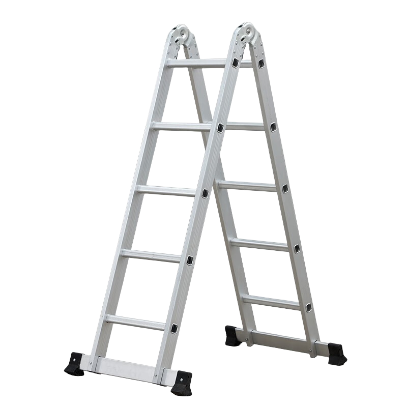 康鹏两用梯子铝合金人字梯工程楼梯多功能伸缩折叠梯子家用冲压单直梯 冲压1.5米人字梯-展开3米直梯