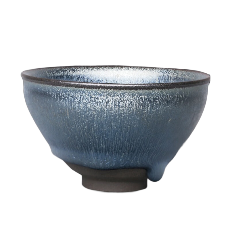 隱廬葉禮旺純手工黃青兔毫建盞茶杯主人杯建束口兔毫盞大號茶盞 銀兔毫9口