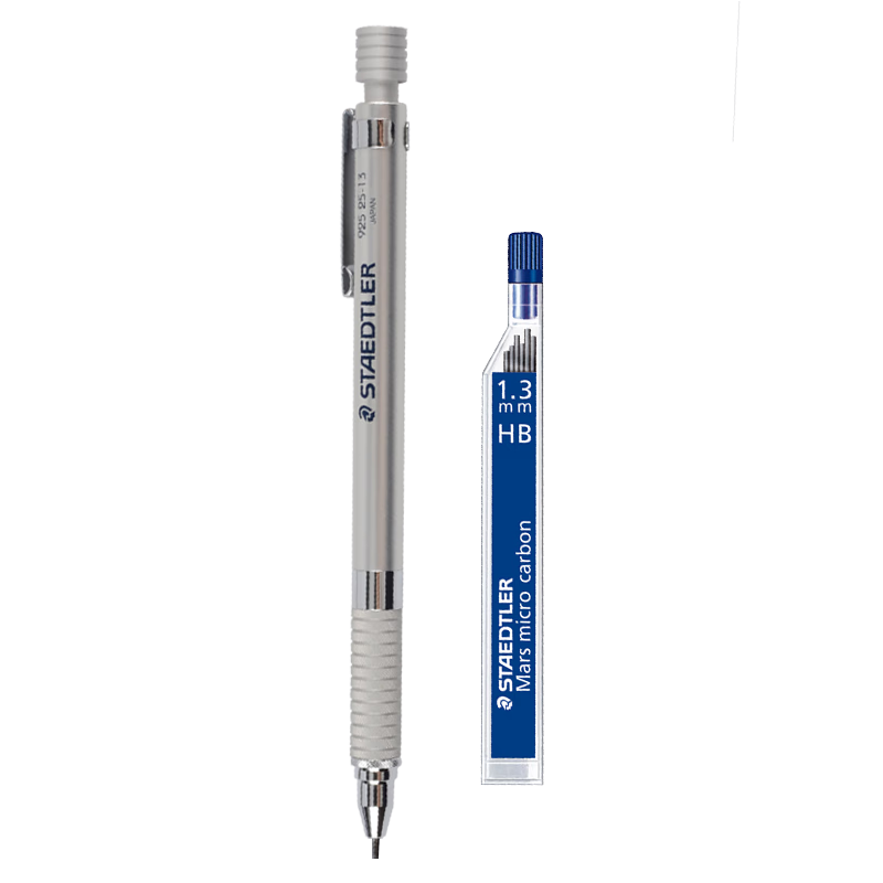 施德樓(STAEDTLER) 低重心繪畫(huà)書(shū)寫(xiě)漫畫(huà)設計自動(dòng)鉛筆 全金屬筆桿 素描筆 925 25施德樓自動(dòng)鉛筆日本進(jìn)口 吊卡裝 1.3mm+HB鉛芯(銀色)