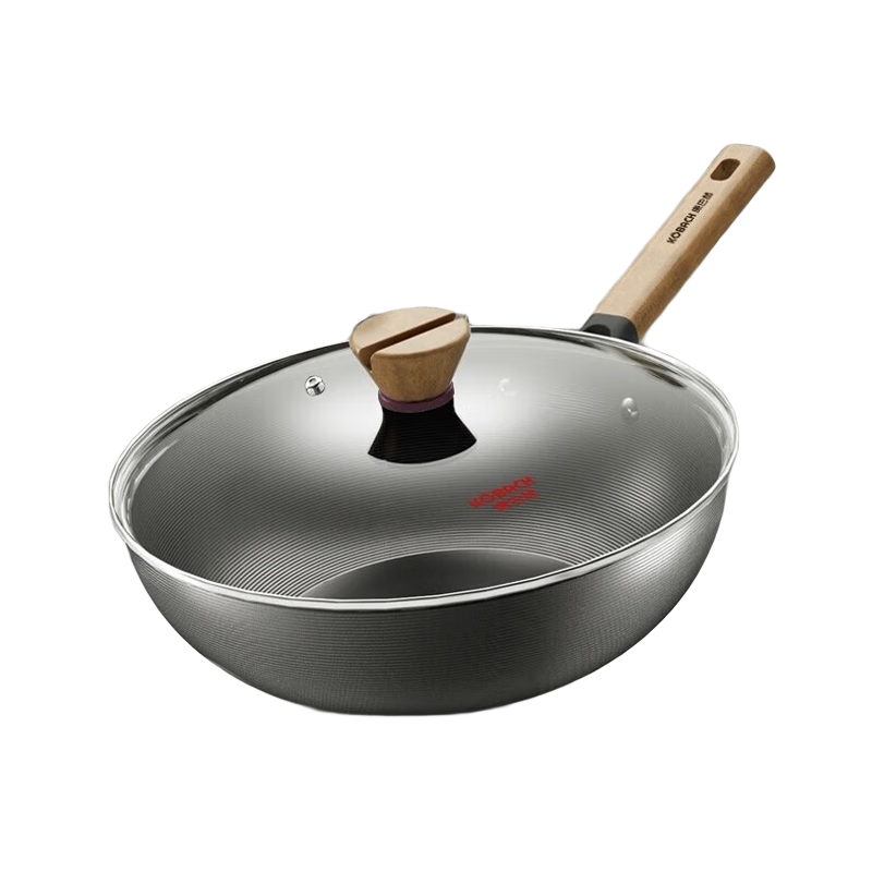 康巴赫铁锅炒菜锅无涂层氮化精铁炒锅家用平底炒勺电磁炉燃气灶通用 32cm