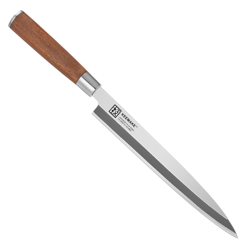 KEEMAKE 日式柳刃刺身刀三文魚刀魚生刀壽司料理刀具生魚片刀金槍魚刀 刺身刀+魚頭刀（刀鞘）四件套