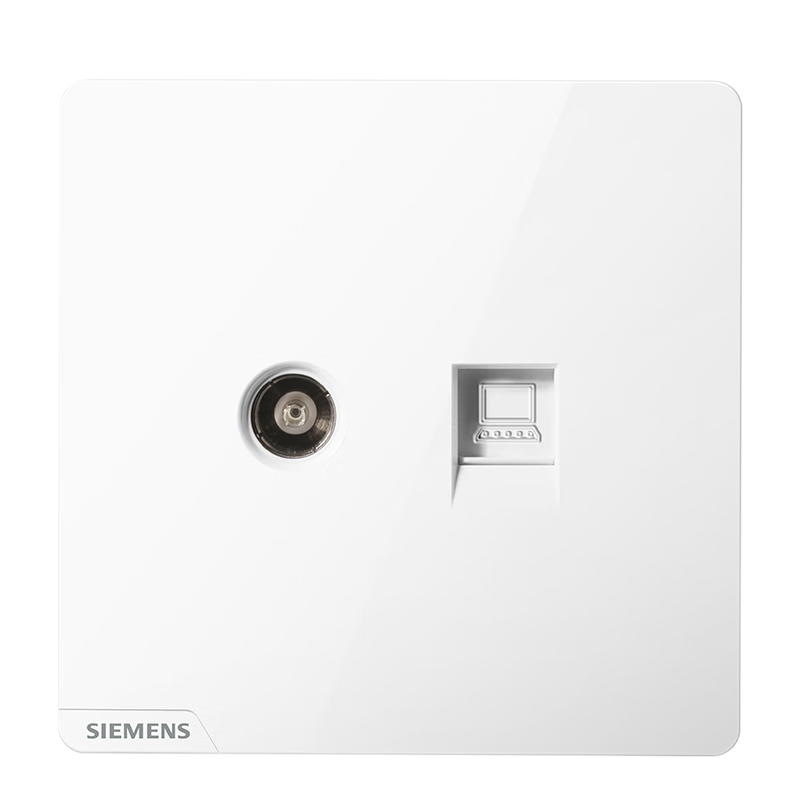 西门子（SIEMENS）插座面板 电脑网络网线信息插座 电视信号墙壁弱电 皓彩系列雅白 六类电脑电视