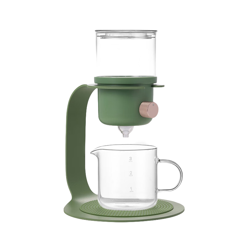 极简造物 懒人自动泡茶器简约茶叶过滤器玻璃泡茶壶功夫茶具滴咖啡壶现代 绿色