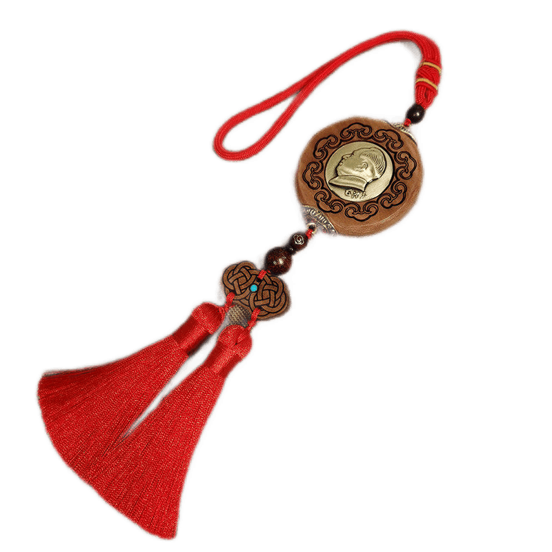 愛(ài)韶說(shuō) 毛主席汽車(chē)掛飾車(chē)內(nèi)飾品銅花梨木毛主席頭像裝掛飾流蘇偉人車(chē)掛 檀香木 天然紅檀木珠款