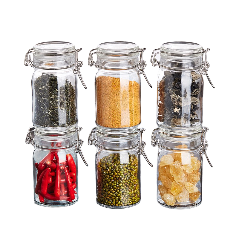 喜碧Scybe 玻璃家用帶蓋瓶子燕窩食品奶粉儲(chǔ)物罐腌制蜂蜜罐密封罐子 蘭仕黛270ML*3
