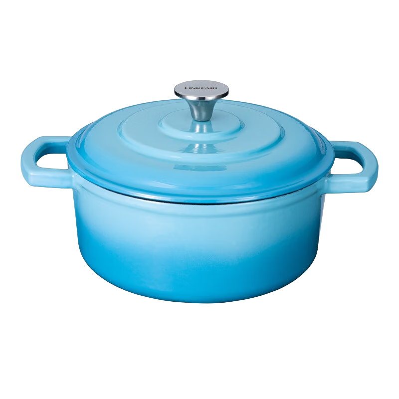 凌豐（LINKFAIR）琺瑯鍋鑄鐵搪瓷湯鍋不粘鍋燉鍋煲湯鍋燜鍋燃氣爐電磁爐適用 LFDTG-FL22SD01	22CM(藍色)
