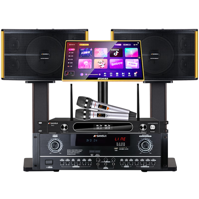 ɽˮ��SANSUI��PK-10��������ktv����OK����K����װ���ż��ü�ͥ������K�豸ȫ��һ������û�����̨�Ƶ����� 10������+����+��Ͳ+20��3TB����