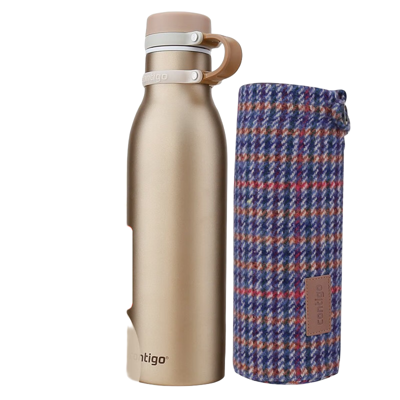 contigo康迪克   保齡球杯 便攜水杯 不銹鋼保溫水杯 316金色【贈杯套】