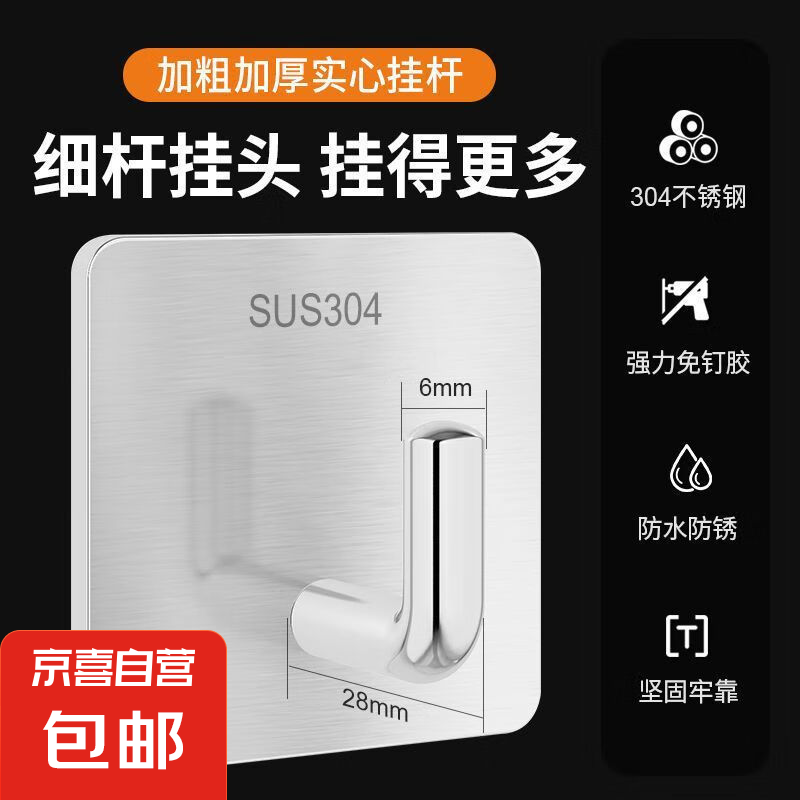 不锈钢挂钩粘钩强力免打孔免钉胶 – 仅 5 元！