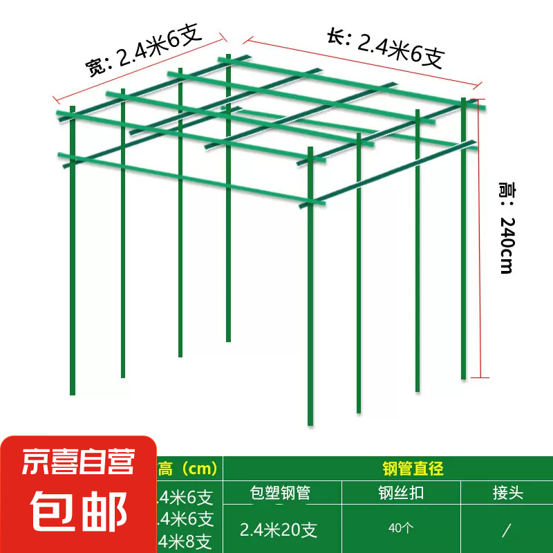 葡萄架子苦瓜架葫蘆爬藤架獼猴桃藤架絲瓜百香果庭院戶外支架牽引 20mm2.4米長2.4米寬2.4米高