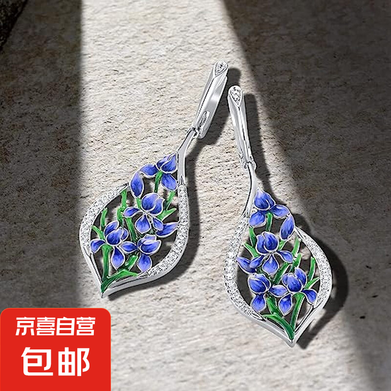 時(shí)尚文藝小清新蘭花花卉耳墜耳環(huán) 女士韓系優(yōu)雅時(shí)尚飾品 銀色
