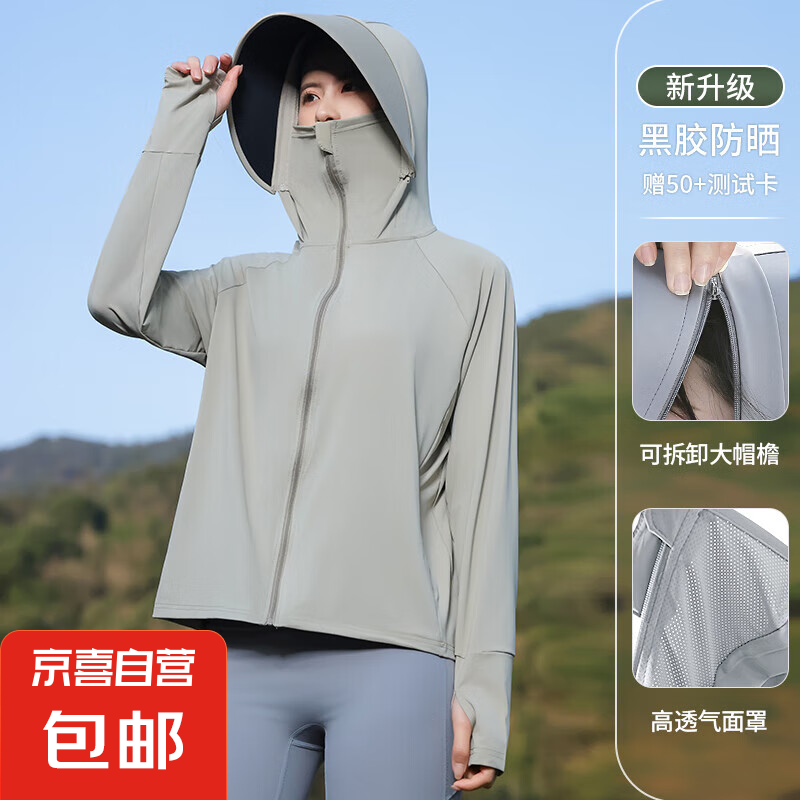 新款防曬服女25新款夏季大帽檐原紗冰涼感騎車戶外中長(zhǎng)款防曬衣女 漠北咖 M 【建議80-120斤】