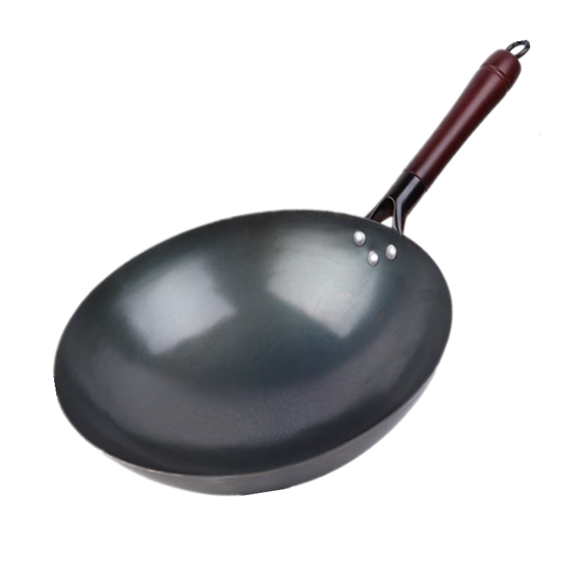 韋大錘手工炒鍋炒菜鍋鐵鍋傳統老式無(wú)涂層家用圓尖底不粘鐵鍋具炒勺 手工鍋34cm帶耳不銹鋼蓋+勺鏟刷 34cm
