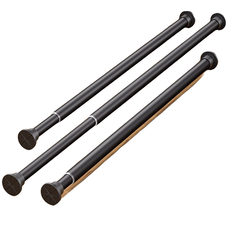 柏格美免打孔伸縮桿免安裝晾衣桿衣架臥室陽(yáng)臺(tái)晾衣桿掛桿門(mén)簾衣柜撐桿 磨砂黑 伸縮桿70-120cm