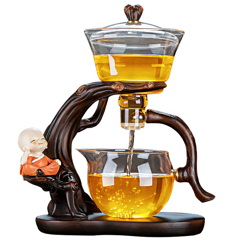 正扬玻璃自动茶具懒人整套磁吸茶壶防烫高档泡茶器功夫杯茶盘套装家用 自动(迎客)+单主机