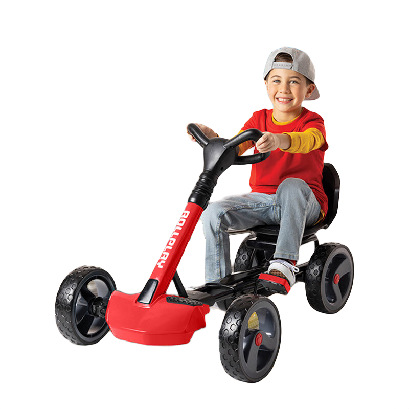 ROLLPLAYrollplay如雷兒童卡丁車折疊腳踏四輪車騎行腳蹬自行車男女孩玩具 腳踏卡丁車 紅色