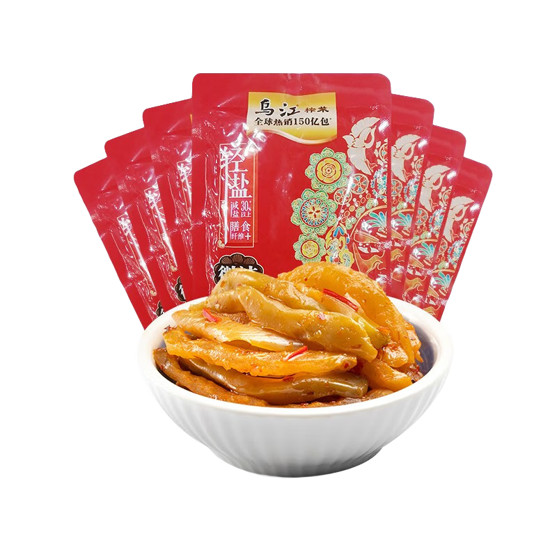 乌江脆口榨菜芯轻盐榨菜丝下饭菜咸菜配粥拌面佐餐大包装开味菜 乌江微辣榨菜丝80g*10袋