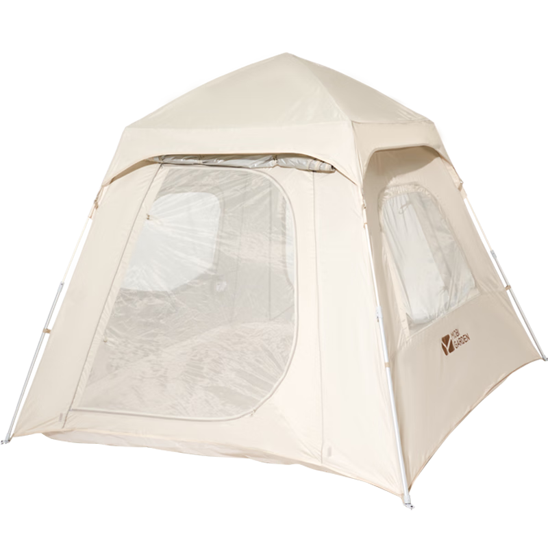 牧高笛 自动帐 户外露营速开大空间黑胶自动帐篷零动145 NX23561005 米白