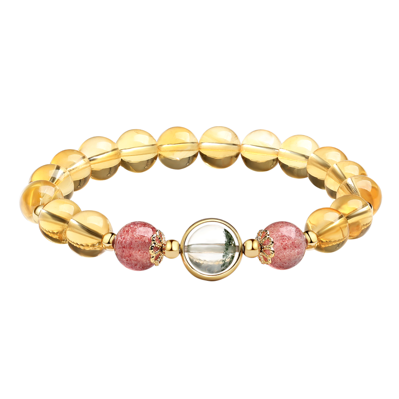 百亿补贴:金石灵天然黄水晶手链女款草莓晶绿幽灵转运珠佛珠手串蛇年本命年礼物 黄水晶草莓晶手链8-9mm268元