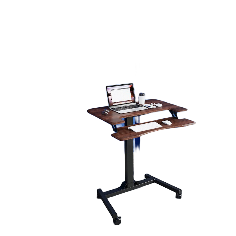 JOYSEEKER 移動(dòng)升降桌 床邊桌 移動(dòng)學(xué)習(xí)桌電腦桌辦公桌 移動(dòng)演講臺(tái)站立辦公 【雙層款】胡桃木色/帶鍵盤托