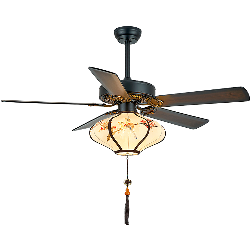 風(fēng)光伴一生 新中式風(fēng)扇燈 餐廳臥室茶室吊扇中國(guó)風(fēng)復(fù)古電扇燈木葉吊扇燈一體 【年年有余】52寸遙控