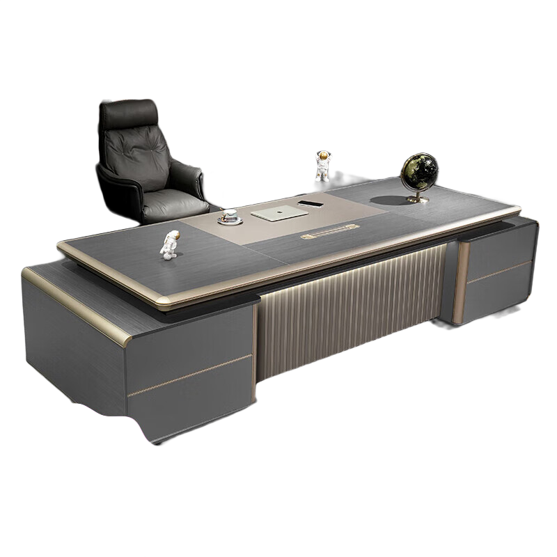 妍煌簡(jiǎn)約現代老板辦公桌辦公室E0級環(huán)?？偛枚麻L(cháng)大班臺經(jīng)理桌椅組合 2.8米桌【長(cháng)短柜】+3.2米柜+椅 常規