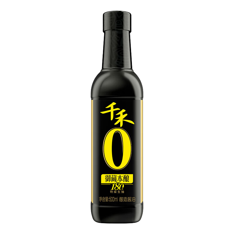 千禾 零添加酱油 180天御藏本酿 500ml实付8.36元