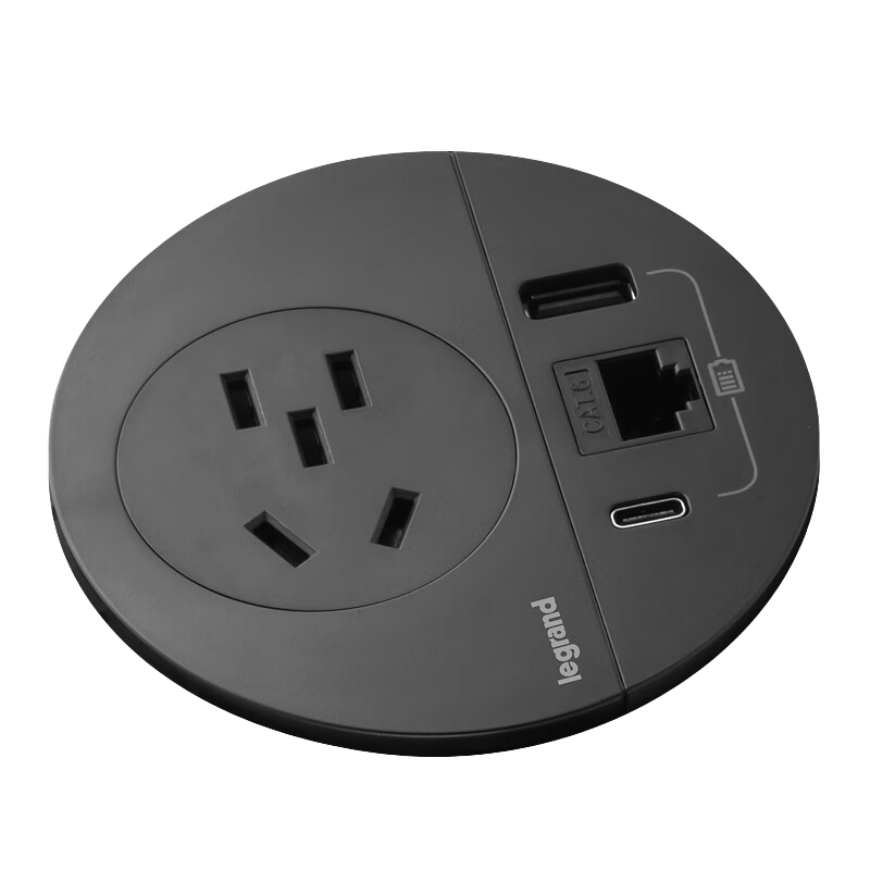 羅格朗（LEGRAND）升降插座面板島臺嵌入式電動升降5孔帶usb桌洞插線板智能無線快充 電動升降四位五孔USB插座