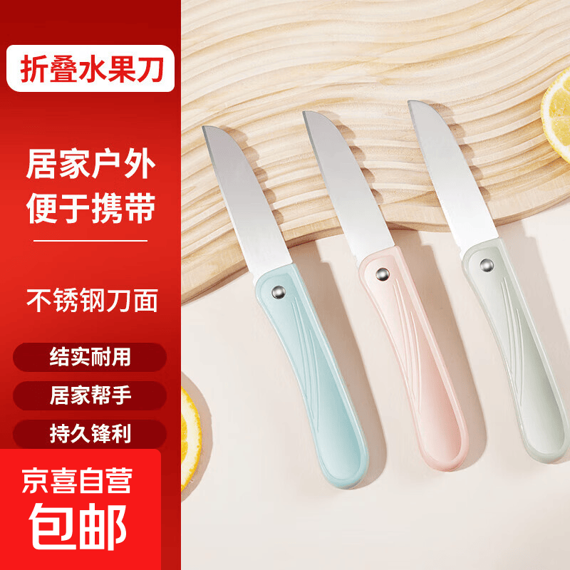 不锈钢水果刀折叠随身携带小刀迷你学生瓜果刀家用削皮刀多功能 随机颜色一把【新人活动】
