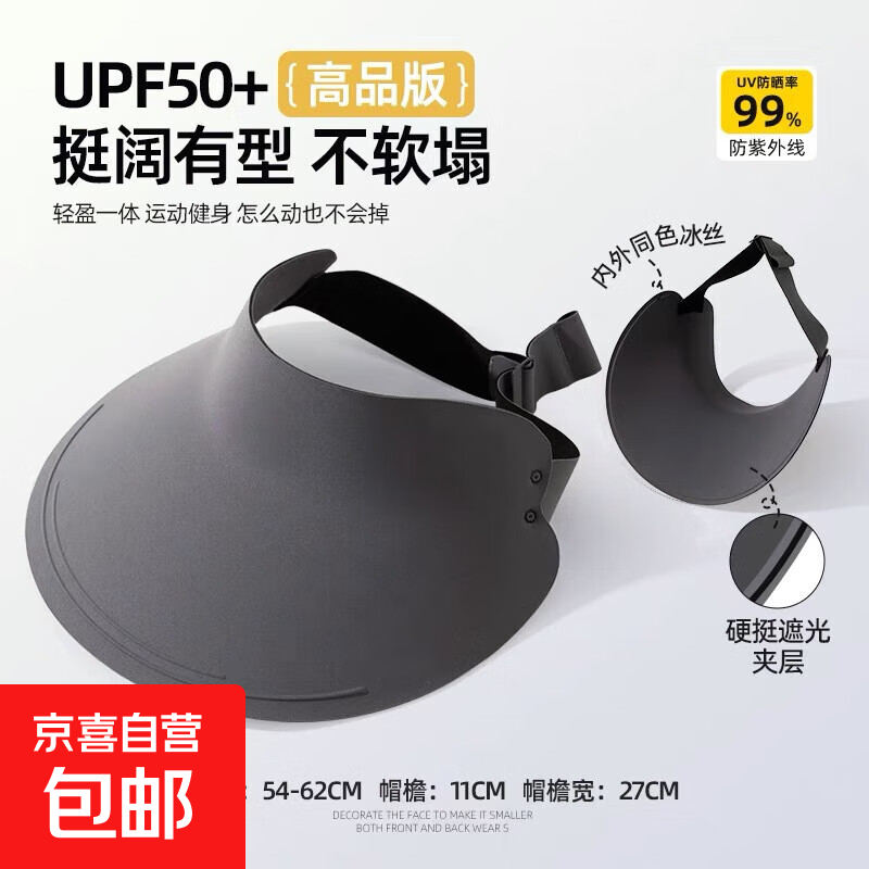 空顶防晒帽女款防紫外线夏季遮脸口罩面罩遮阳帽无痕一体太阳帽子 深灰色