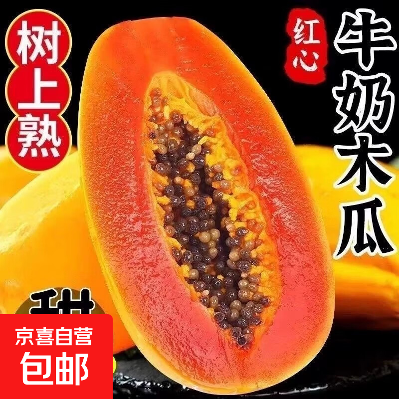 京喜加云南红心木瓜牛奶木瓜新鲜水果京东快递包邮 带箱5斤净重4.5斤 单果300g起