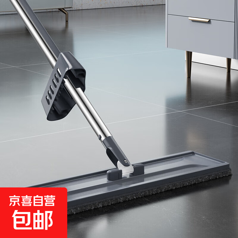 【百家好世】平板拖把家用一拖净新款免手洗懒人拖地拖布两用神器 37cm底板平板拖把【共1块布】