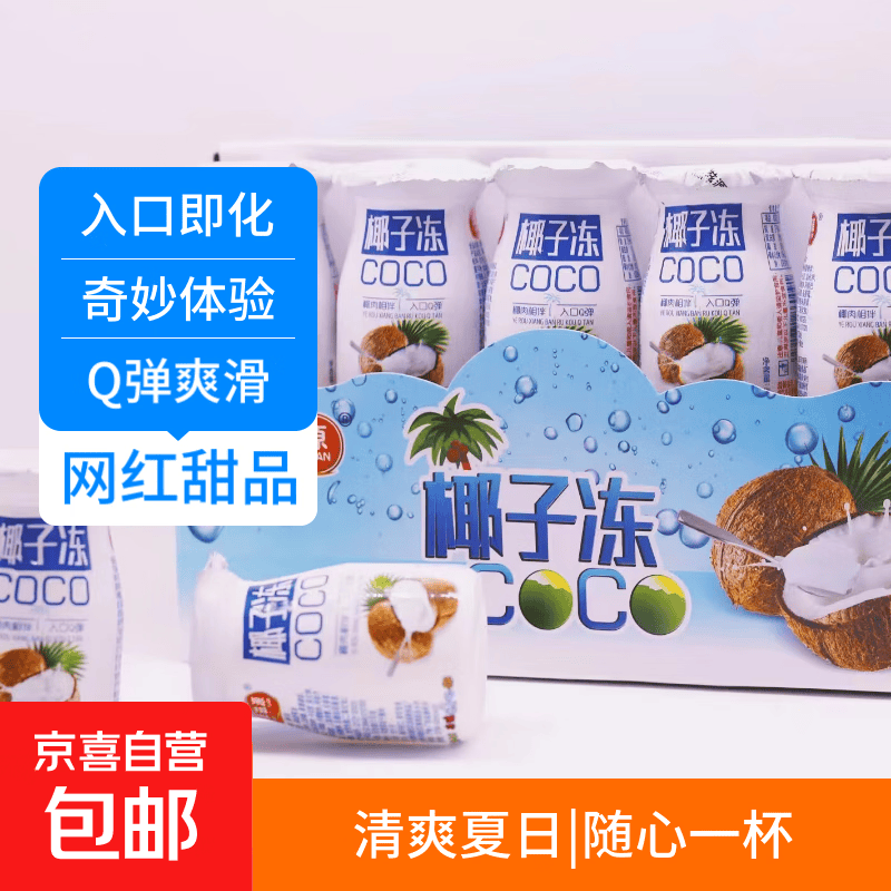 【网红甜品】椰子冻饮品布丁果味果冻 瓶装夏日休闲童年怀旧散装 椰子冻约65g*3瓶
