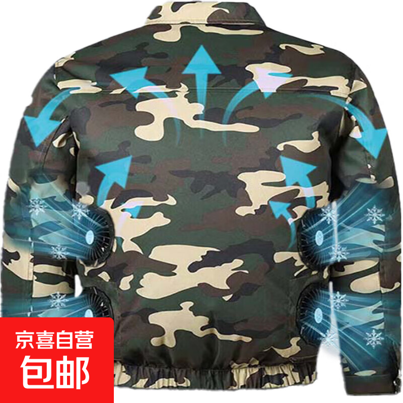 【降温制冷】空调服带风扇的衣服夏季防暑耐磨劳保户外工作服 四风扇【迷彩1件单衣】无配件 3XL 【160斤-180斤】