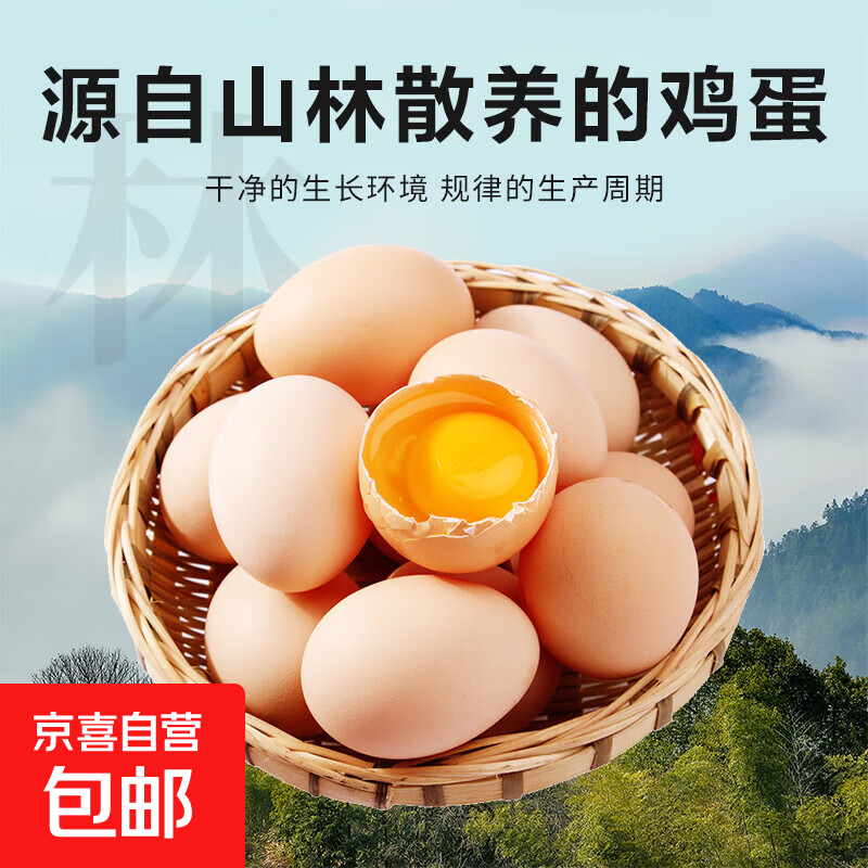 京喜加 鲜鸡蛋 土鸡蛋  五谷喂养 山林自养鸡蛋溏心蛋早餐京东包邮40g 4枚40g左右