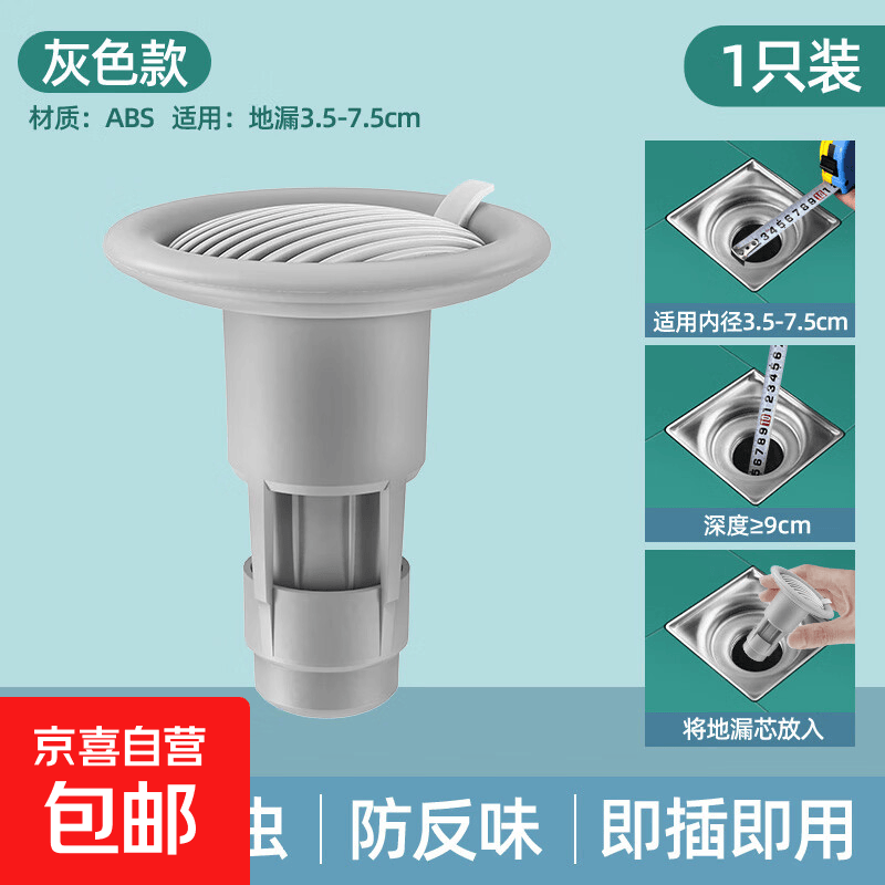 地漏器下水道防返臭神器软胶型封口盖卫生间厕所防虫内芯 灰色地漏芯1只装