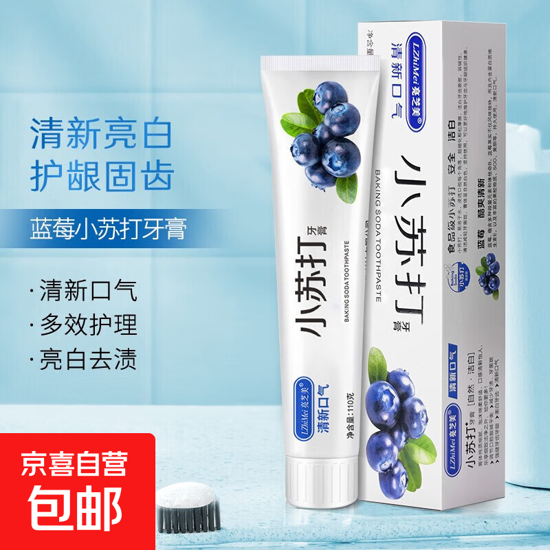 小苏打牙膏美齿亮白牙黄清新口气双重呵护牙齿男女通用家庭装 小苏打蓝莓亮白牙膏x1支