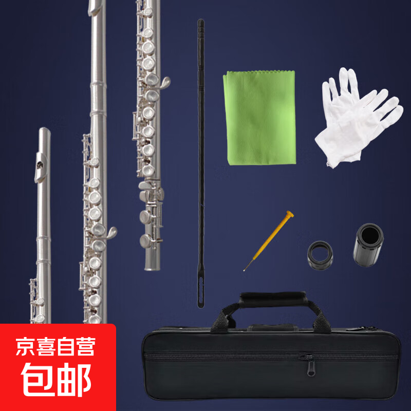 XINMEL长笛乐器16/17开闭孔镀银C调E键曲列式学生初学入门专业考 16闭孔镀镍