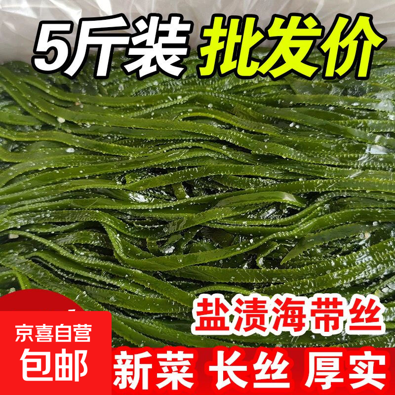 海带丝盐渍新鲜食材厚海白菜高泡发昆布丝结片 火锅食材 凉拌蔬菜 海带丝500g*5袋