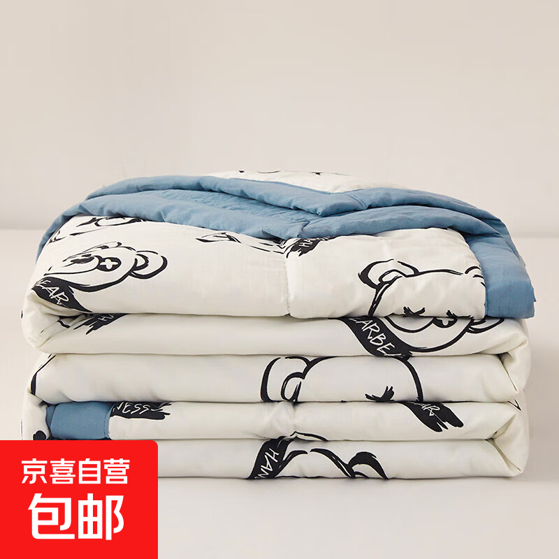 A类水洗棉夏凉被夏季凉感降温空调被可机洗大豆被夏被夏天薄被子 卡洛 120x150cm儿童被
