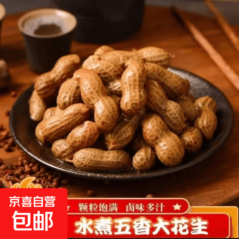 水煮花生五香卤汁花生即食带壳花生湿花生卤味花生下酒凉菜零食 五香味 500g*1袋(1斤)