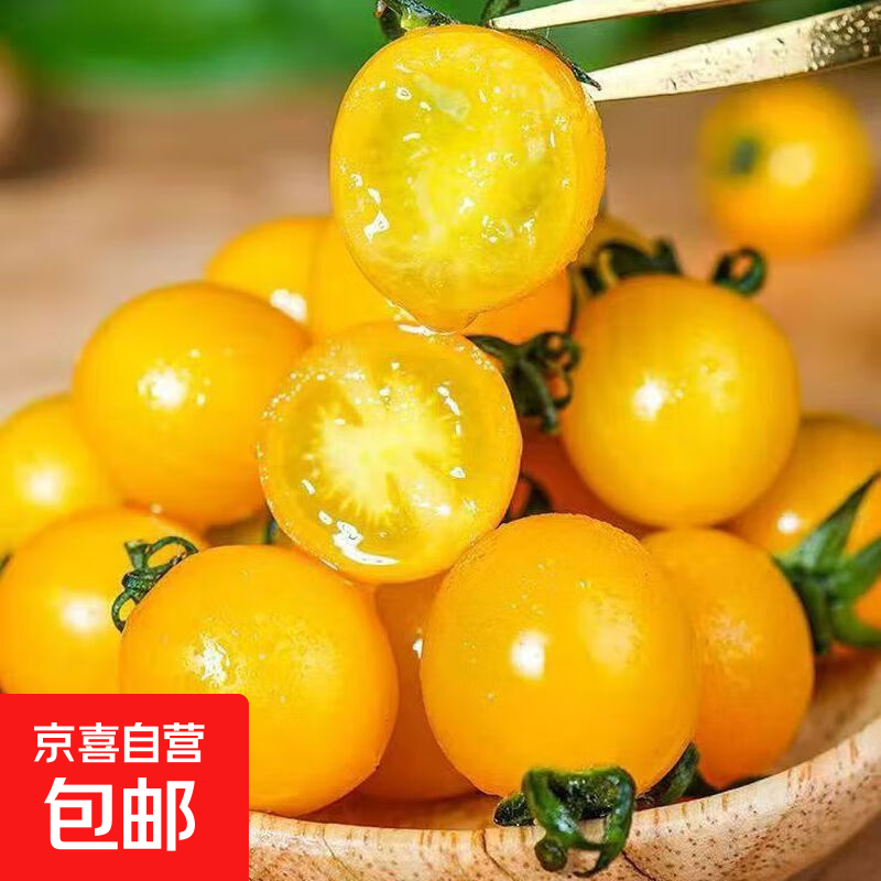 寿光黄色迷恋小番茄圣女果爽口自然酸甜小西红柿水果蔬菜 阳光小番茄 3斤 带箱